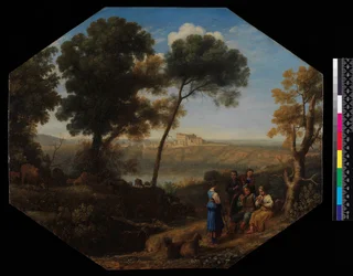 Pastorale Landschaft mit Blick auf den Albaner See und Castel Gandolfo, 1639